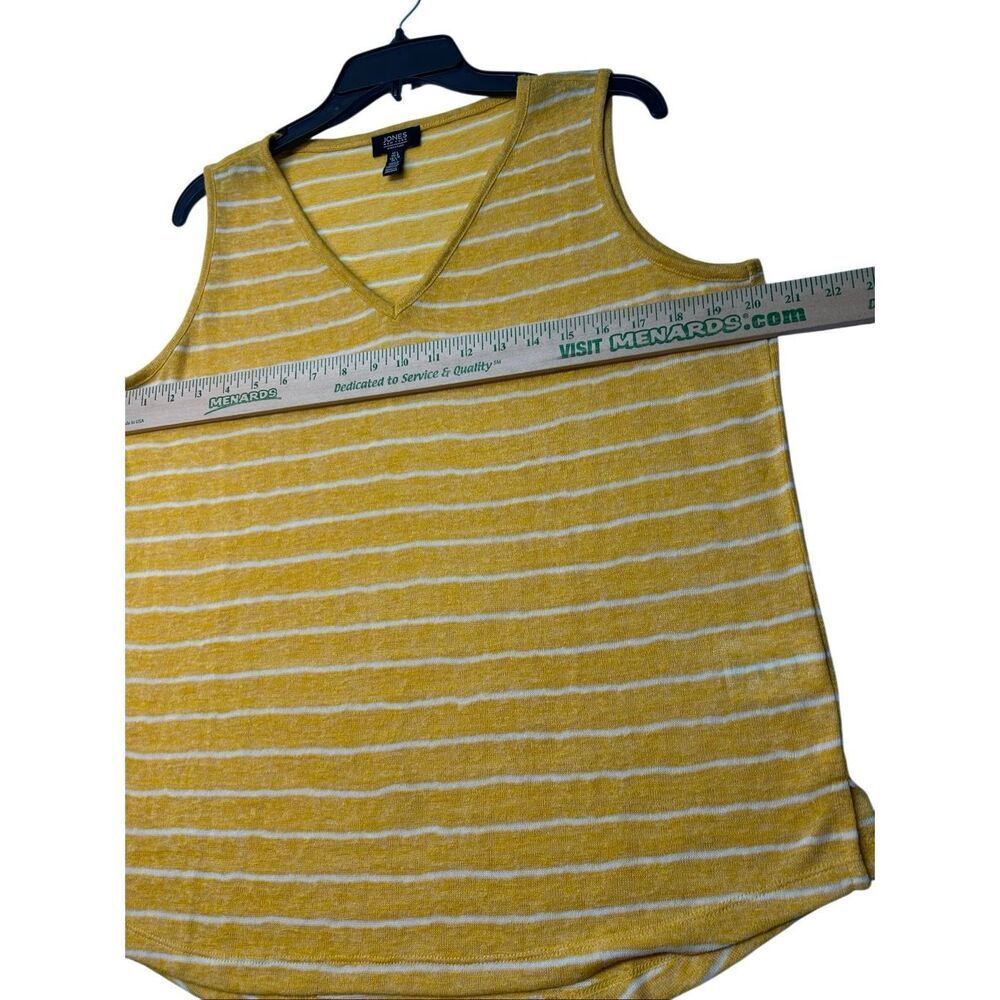 Jones New York Signature Yellow White Striped V-Neck Tank Top Womens Size L - Picture 5 of 7